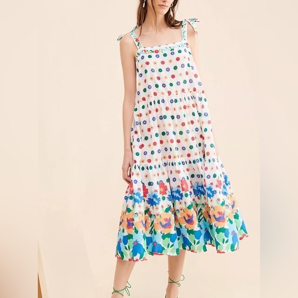 Floe Buvard for Anthropologie Oversized Floral Midi Dress Size XS